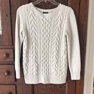 Ann Taylor Cream Cable Knit Sweater